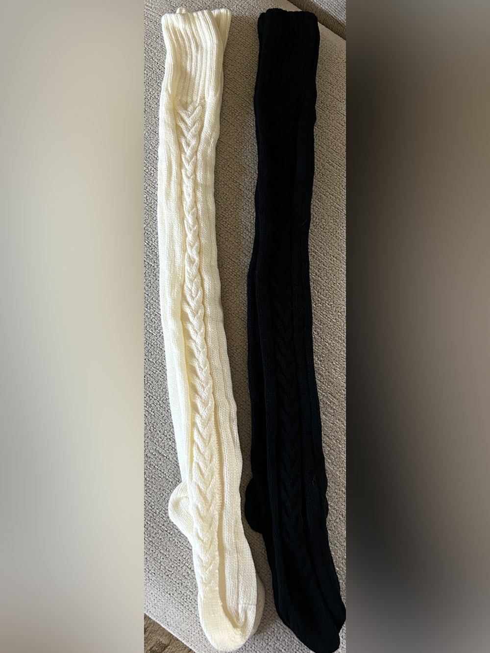 Cable Knit Over-the-Knee Socks - Cream & Black NWOT🖤🤍